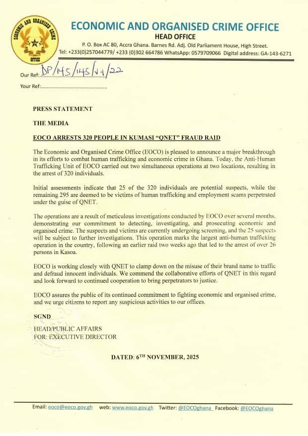 EOCO arrests 320 people in Kumasi QNET fraud raid EOCO arrests 320 people in Kumasi QNET fraud raid