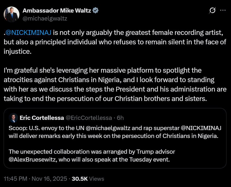 Nicki Minaj urges action on attacks on christians in Nigeria during UN appearance Nicki Minaj urges action on attacks on christians in Nigeria during UN appearance