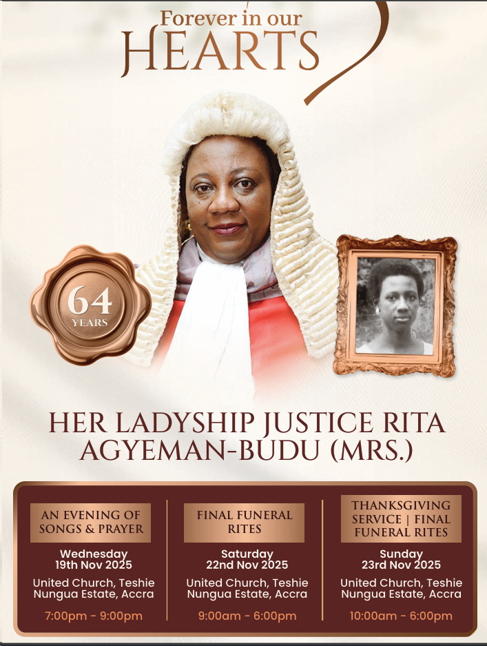 High Court Judge Justice Rita Agyeman-Budu to be laid to rest on November 22