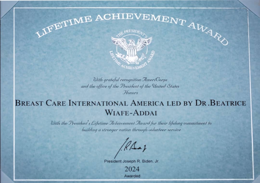 White house honours Ghana’s Dr. Beatrice Wiafe Addai with President’s lifetime achievement award White house honours Ghana’s Dr. Beatrice Wiafe Addai with President’s lifetime achievement award