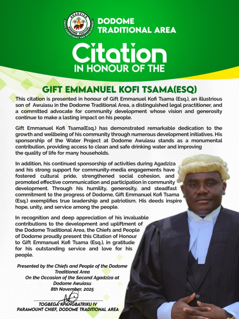 Gift Kofi Tsamah, Esq., others honoured for exceptional community service