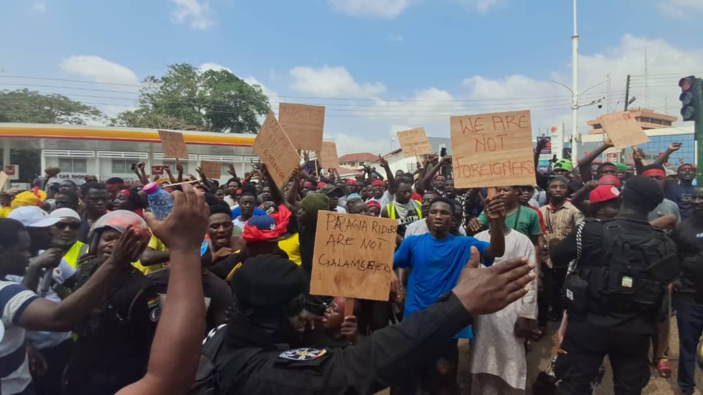 Pragya riders protest in Kumasi over continued ‘harassment’ and ban from Adum,Kejetia routes – MyJoyOnline
