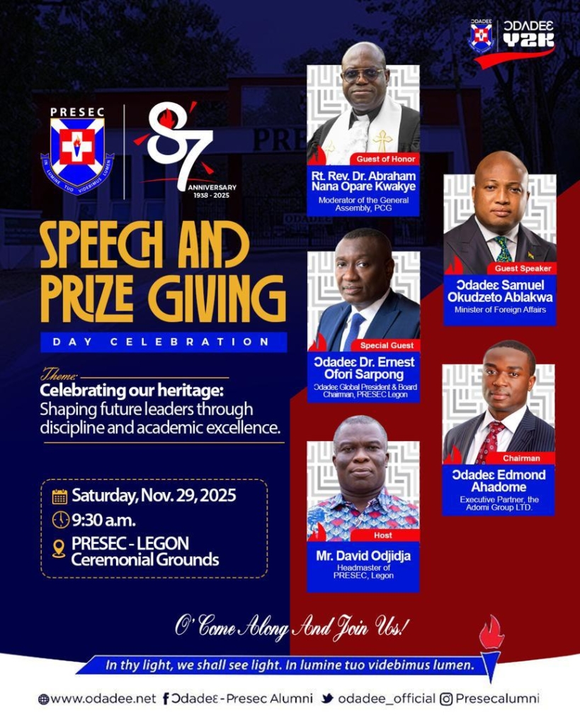 PRESEC to hold 87th speech and prize-giving day; 2000 year group to hand over legacy project PRESEC to hold 87th speech and prize-giving day; 2000 year group to hand over legacy project