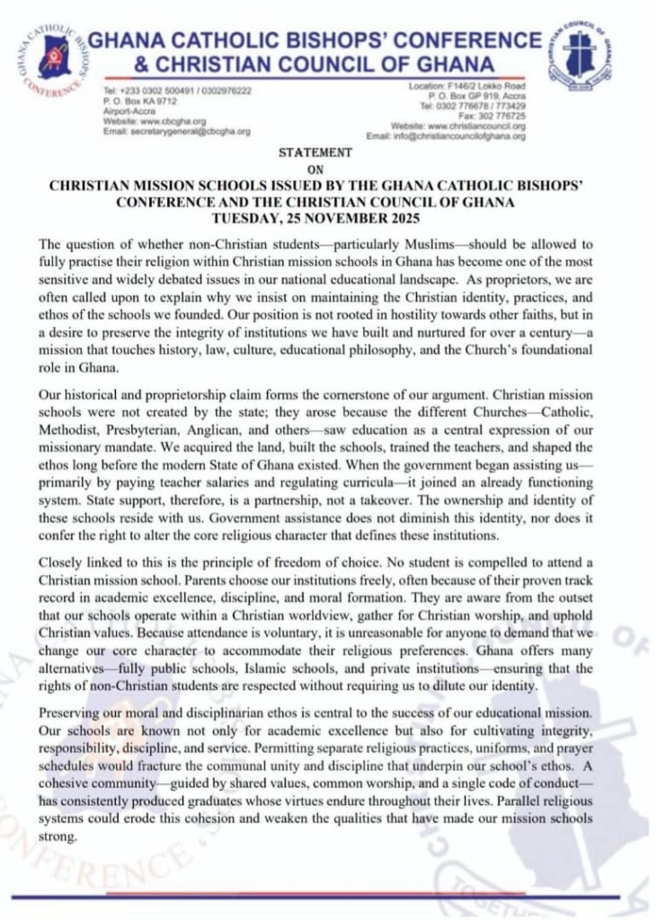 'Aid is not ownership': Christian Council and Catholic Bishops defy calls to 'secularise' mission schools