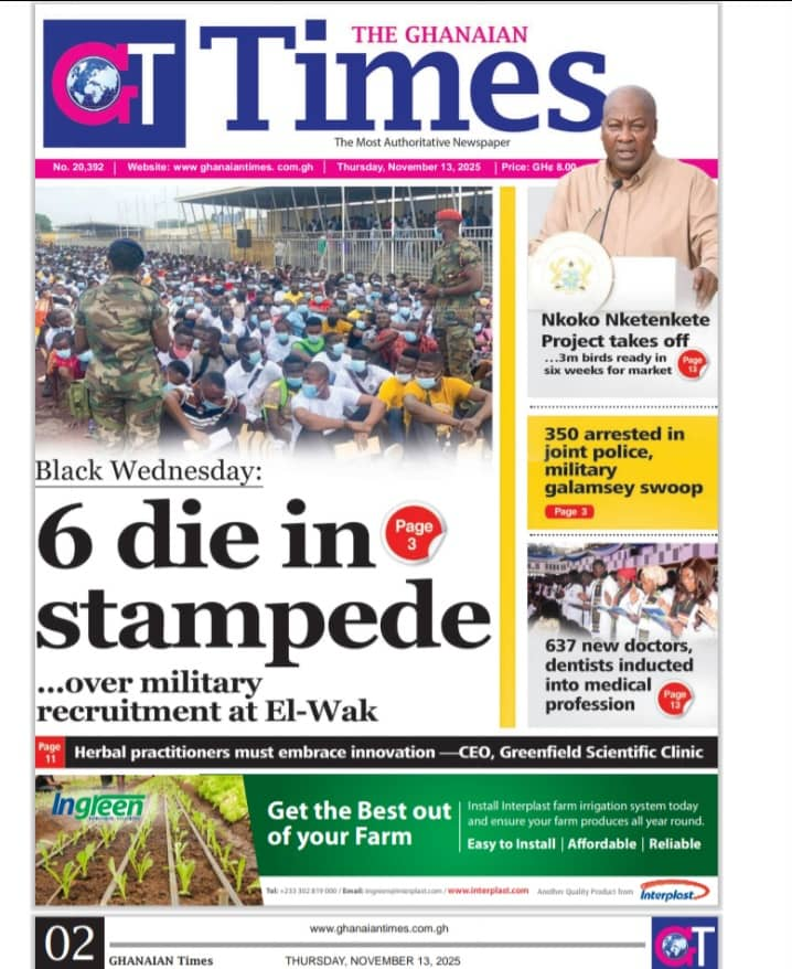 Today's Front pages: Thursday, November 13, 2025