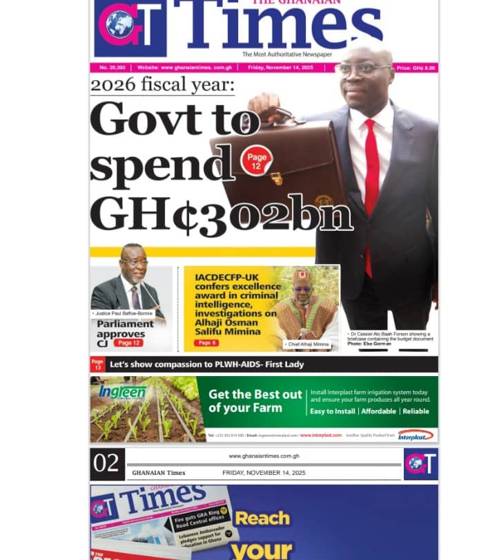 Today's Front pages: Friday, November 14, 2025