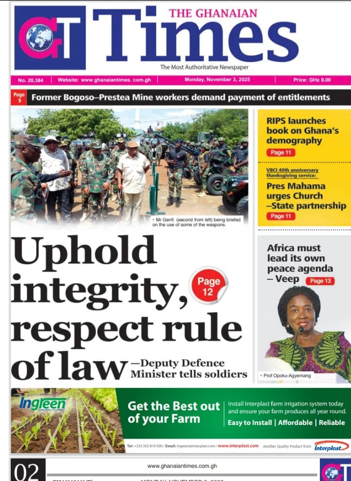 Today's Front pages: Monday, November 3, 2025