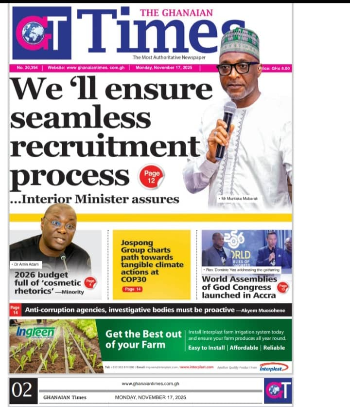 Today's Front pages: Monday, November 17, 2025