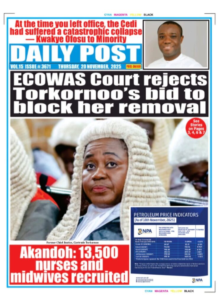 Today's Front pages: Thursday, November 20, 2025