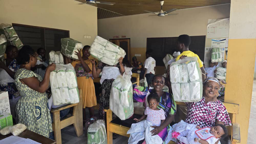 Aduro Ye Herbal CEO donates 5,000 baby diapers to Obuasi health facilities
