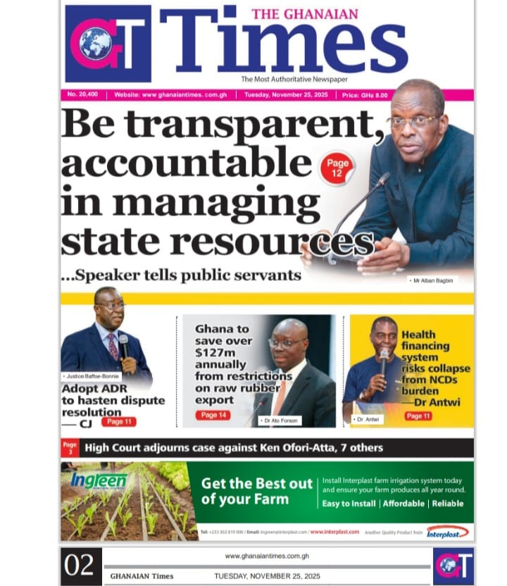 Today's Front pages: Tuesday, November 25, 2025