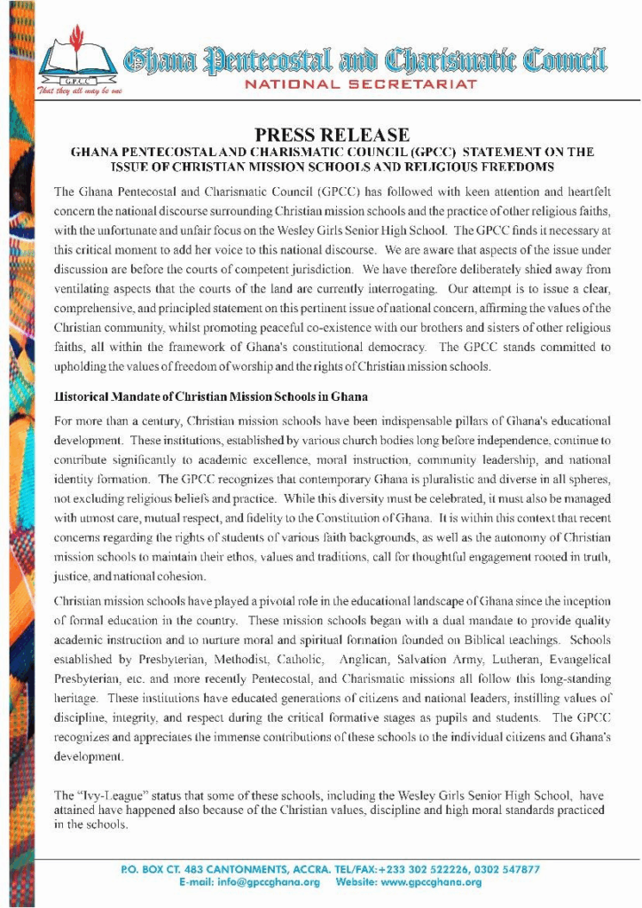 GPCC defends Christian mission schools amid national debate on religious practices GPCC defends Christian mission schools amid national debate on religious practices