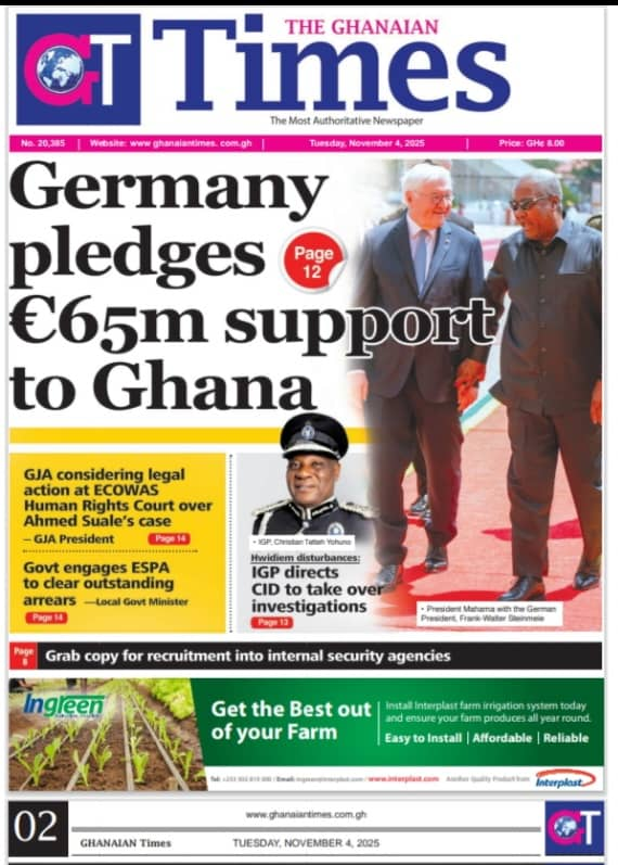 Today's Front pages: Tuesday, November 4, 2025