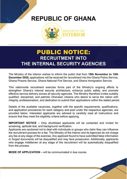 Interior Ministry opens nationwide recruitment for 4 security agencies Interior Ministry opens nationwide recruitment for 4 security agencies
