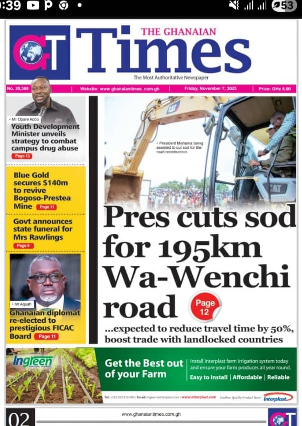 Today's Front pages: Friday, November 7, 2025