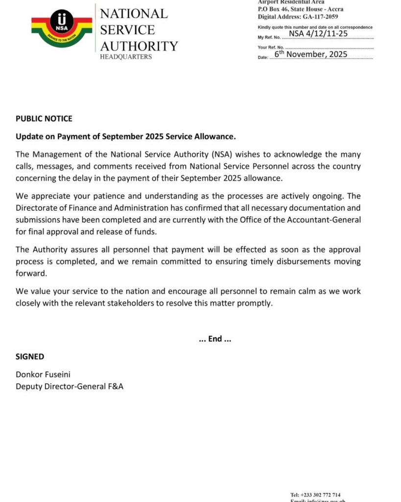 NSA acknowledges allowance delay, says funds await accountant-general’s approval NSA acknowledges allowance delay, says funds await accountant-general’s approval