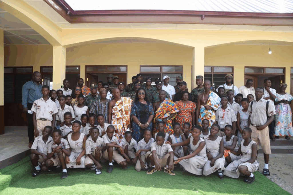 Ghana Boundary Commission hands over fully furnished 3-unit classroom block, toilet facility and borehole