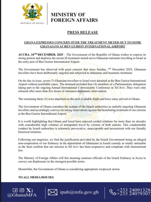 Foreign Ministry to query Israel Embassy officials over detention and expulsion of Ghanaians Foreign Ministry to query Israel Embassy officials over detention and expulsion of Ghanaians