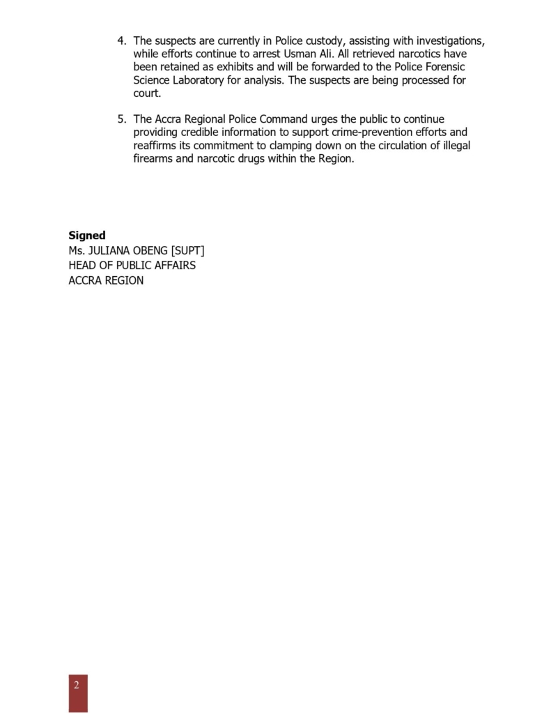 Accra Police arrest suspect with firearm, narcotics and stolen police items Accra Police arrest suspect with firearm, narcotics and stolen police items