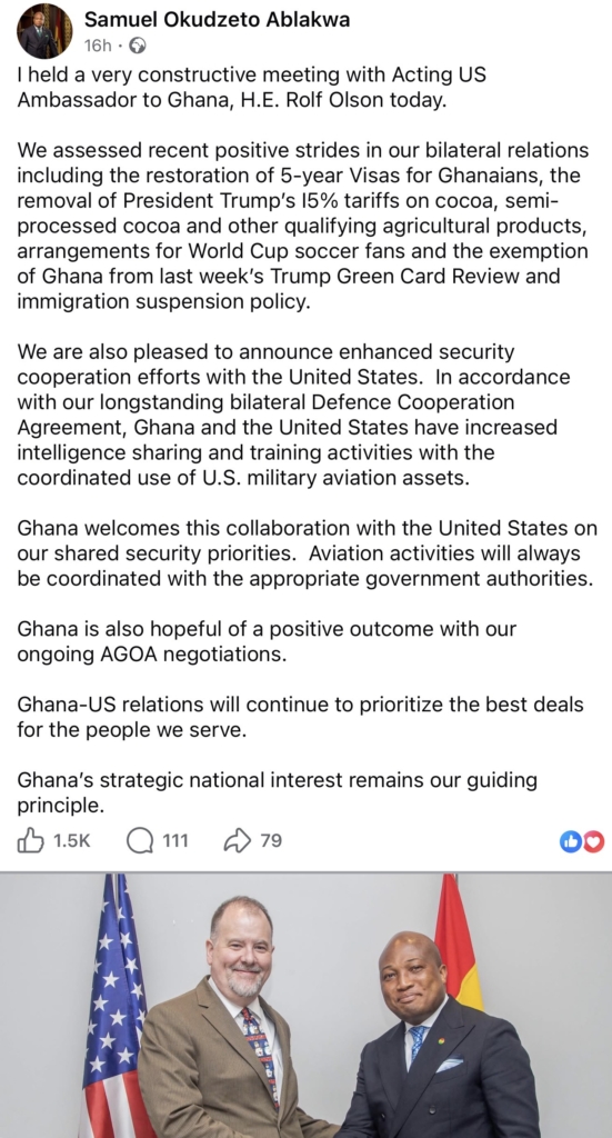Ghana not included in U.S. Green Card review — Foreign Minister confirms after meeting with US envoy