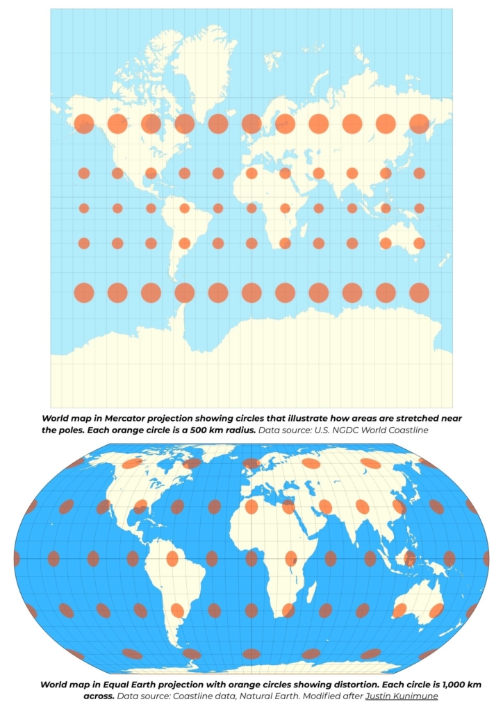 Replacing Mercator with Equal-Earth: 456 years of cartographicdistortion of Africa and Greenland