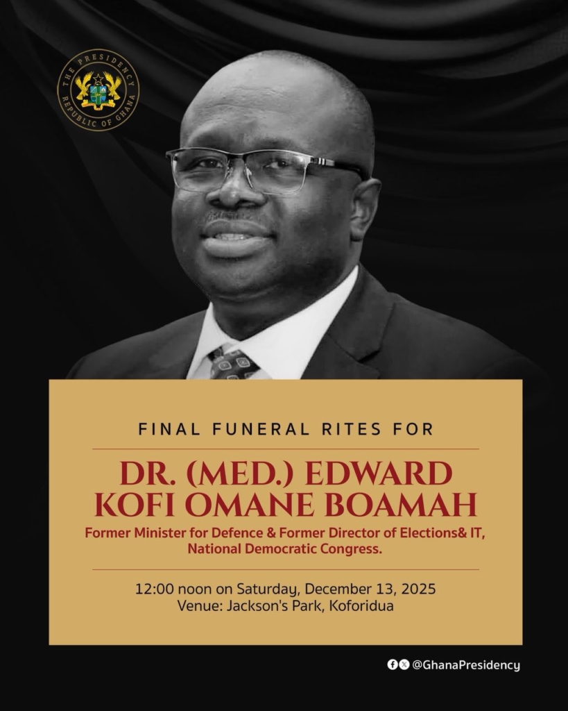 Final funeral rites for Dr. Edward Omane Boamah set for December 13 Final funeral rites for Dr. Edward Omane Boamah set for December 13