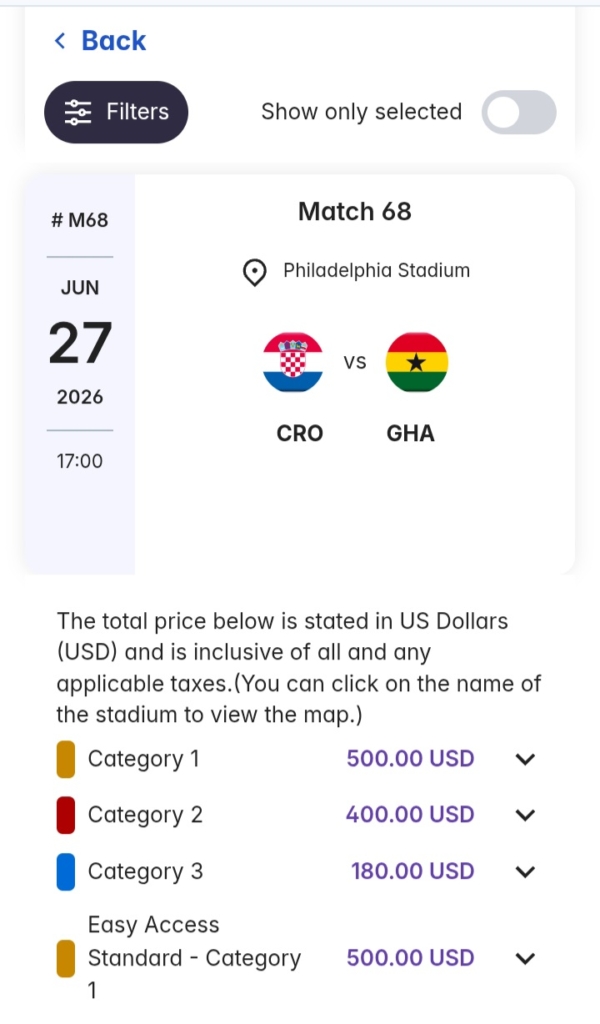 2026 World Cup: Ghana fans to pay between $140 and $600 for group stage tickets