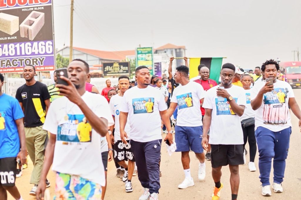 Nhyira FM’s Sokoban Fatilow leads community fitness walk and free medical screening