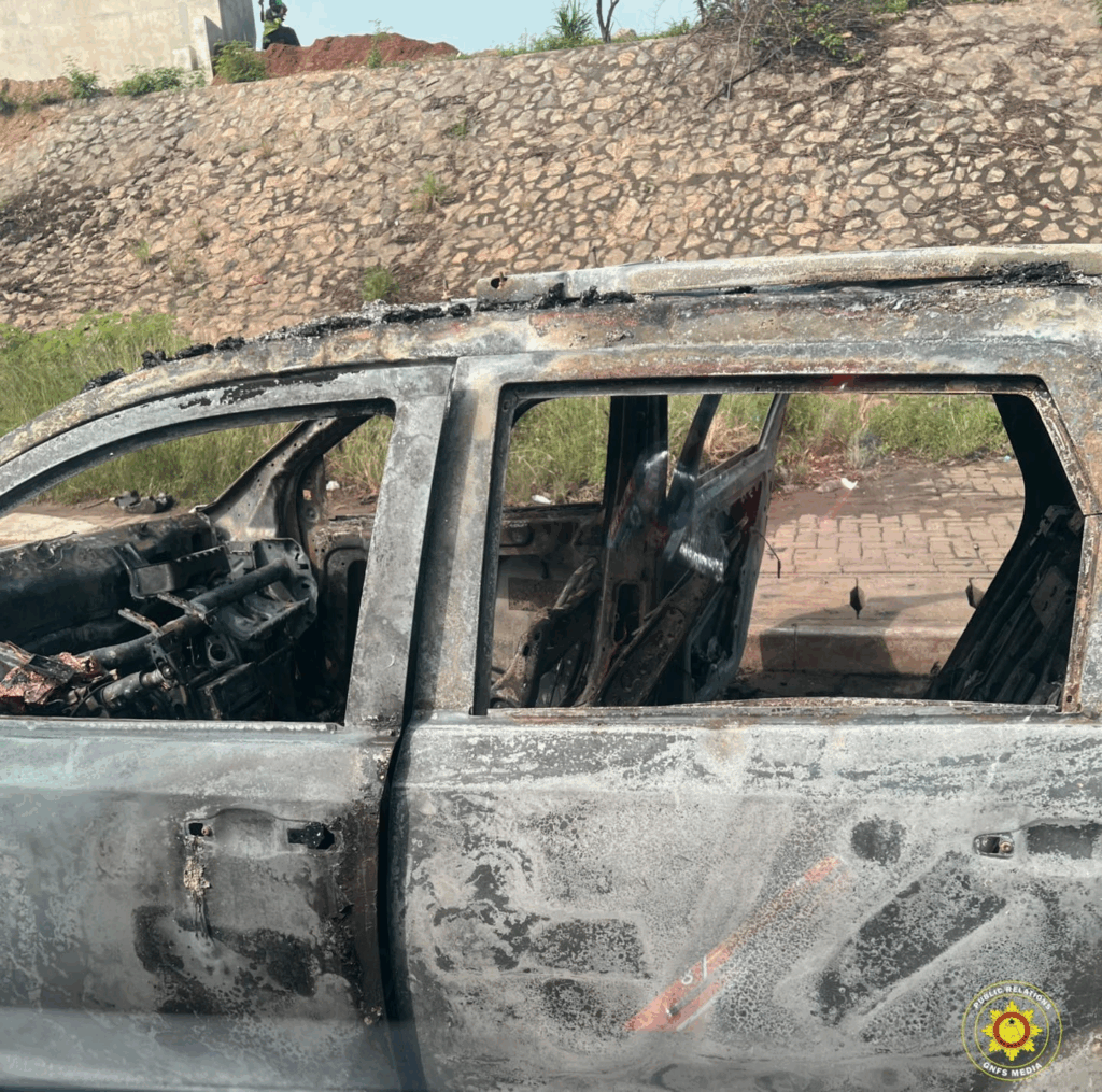 Car completely destroyed by fire at Shiashie Car completely destroyed by fire at Shiashie