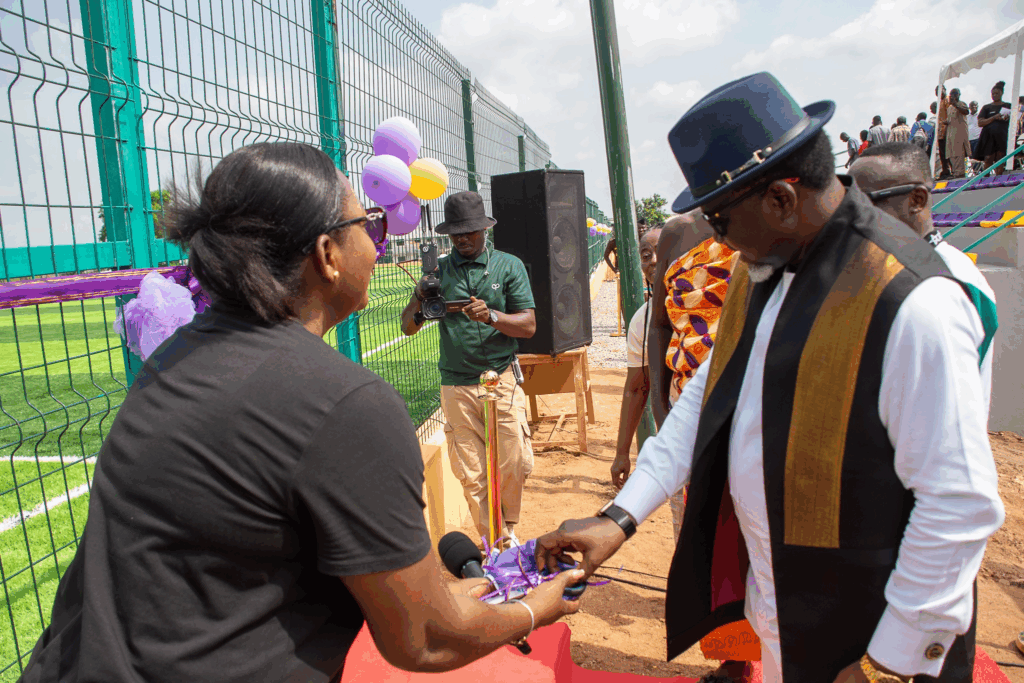 Photos: Archbishop Charles Agyinasare hands over astroturf to Perez University College
