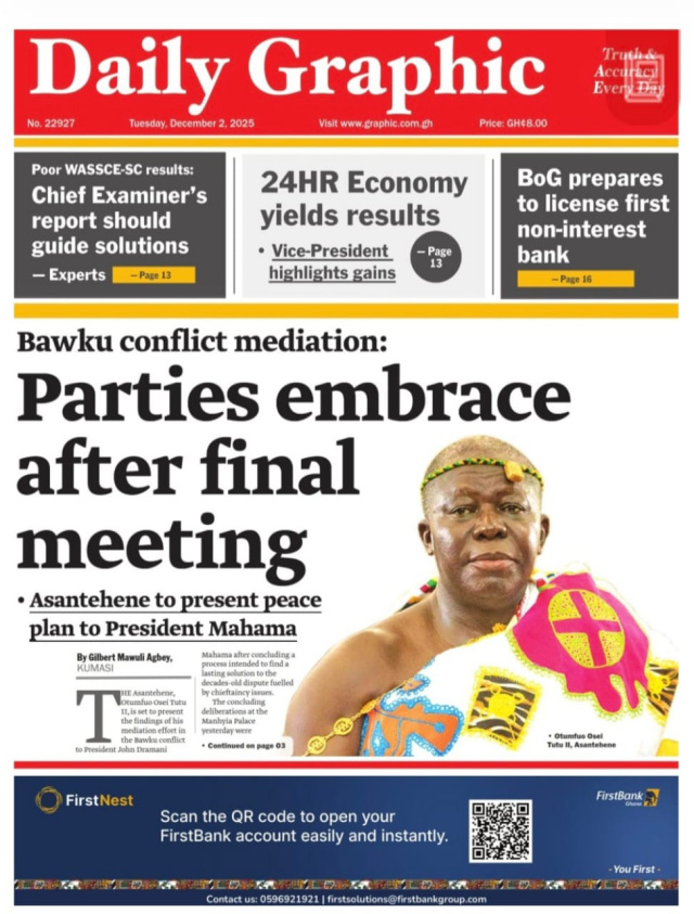 Today's Front pages: Tuesday, December 2, 2025