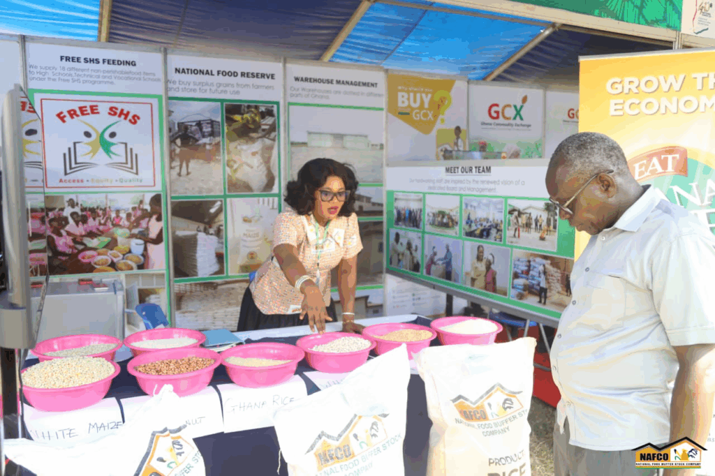 Dumelo tours Buffer Stock stands at National Agric Fair, applauds food security drive