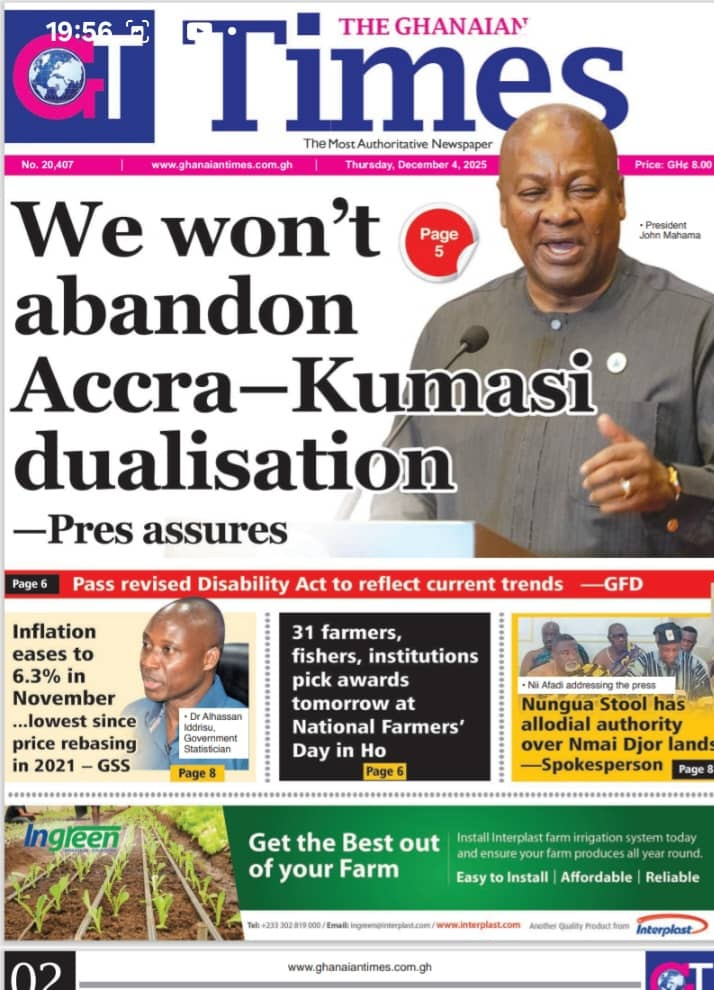 Today's Front pages: Thursday, December 4, 2025