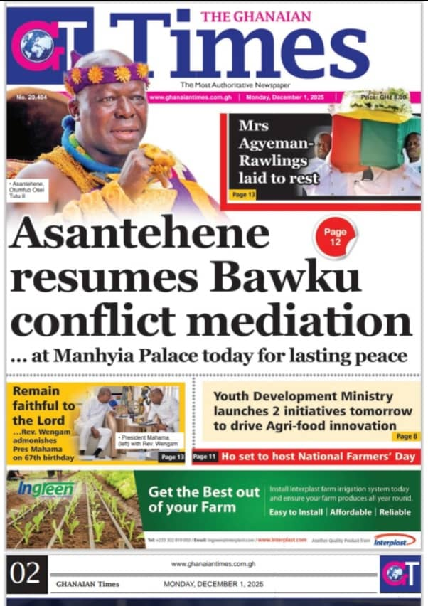 Today's Front pages: Monday, December 1, 2025