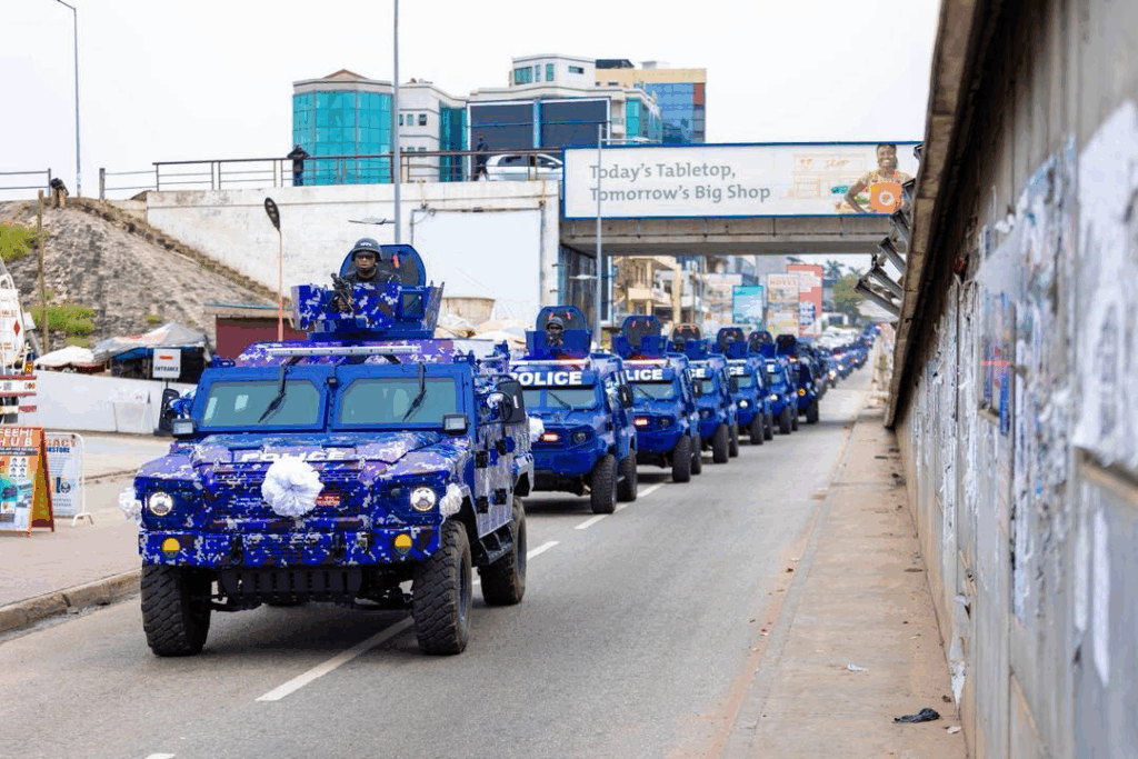 Photos: Mahama presents 40 armoured vehicles to Ghana Police Service Photos: Mahama presents 40 armoured vehicles to Ghana Police Service