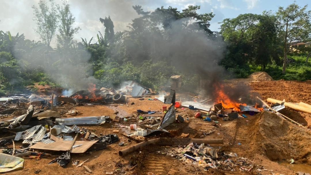 NAIMOS task force arrests 7 illegal miners in raid at Kwaebibirem NAIMOS task force arrests 7 illegal miners in raid at Kwaebibirem