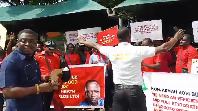 Former Bogoso-Prestea mine workers picket lands ministry, demand long-overdue payments and new management Former Bogoso-Prestea mine workers picket lands ministry, demand long-overdue payments and new management