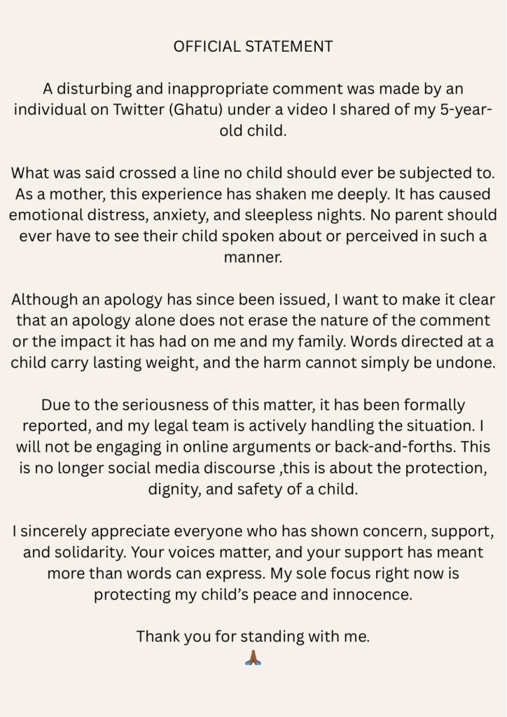 Fella Makafui pursues legal action over 'disturbing comment' about daughter