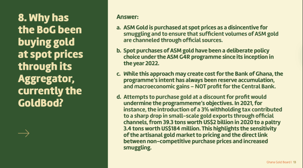 GoldBod defends spot-price purchases of ASM gold, cites anti-smuggling strategy