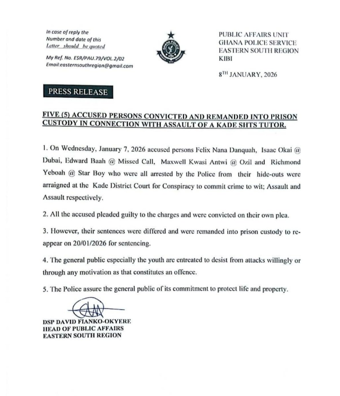 Five remanded after pleading guilty in assault of Kade SHTS tutor