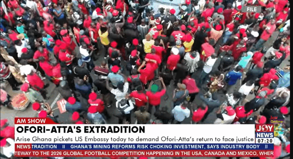 Arise Ghana pickets US embassy, demands Ofori-Atta's return