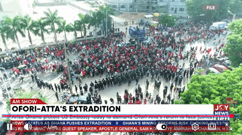 Arise Ghana pickets US embassy, demands Ofori-Atta's return