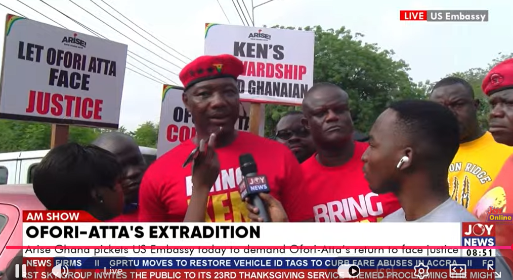 Arise Ghana pickets US embassy, demands Ofori-Atta’s return