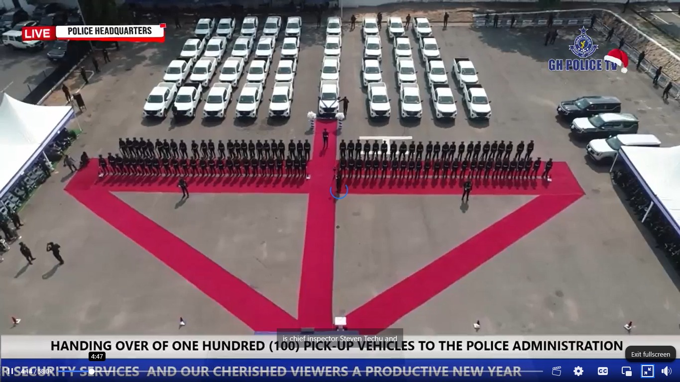 Mahama presents 100 pickups to Ghana Police to strengthen operations