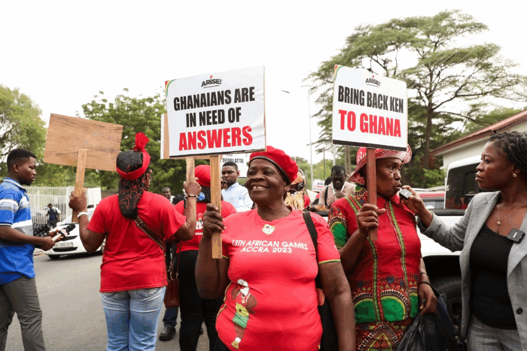 Photos: Arise Ghana pickets US Embassy to demand Ken ofori-Atta's return