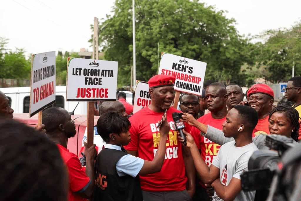 Photos: Arise Ghana pickets US Embassy to demand Ken ofori-Atta's return
