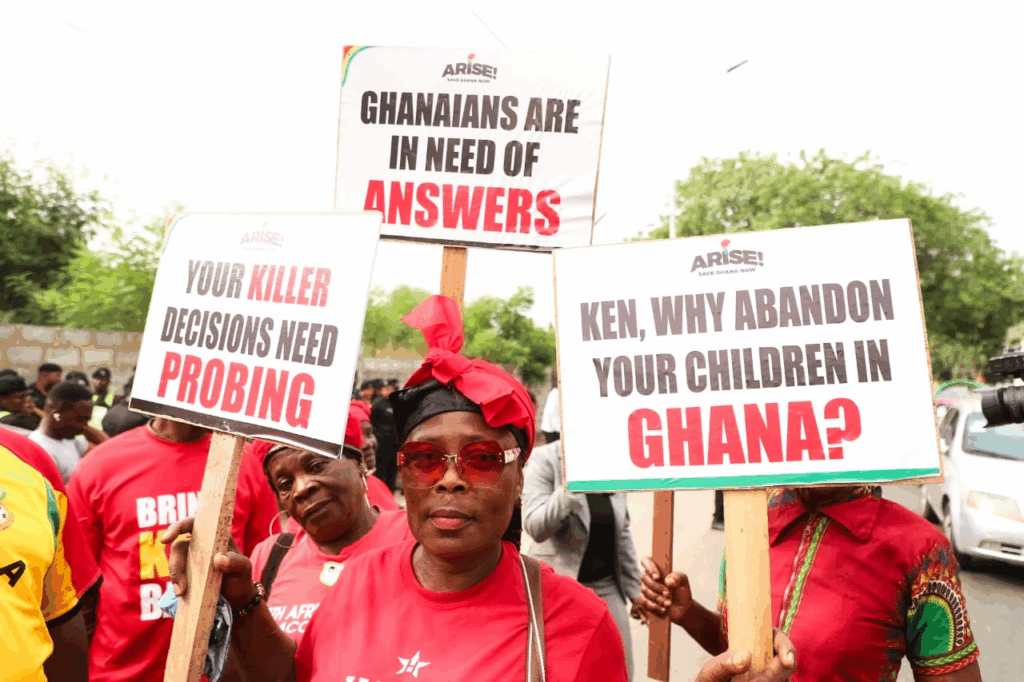 Photos: Arise Ghana pickets US Embassy to demand Ken ofori-Atta's return