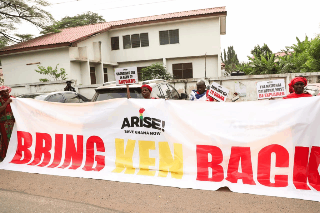 Photos: Arise Ghana pickets US Embassy to demand Ken ofori-Atta's return