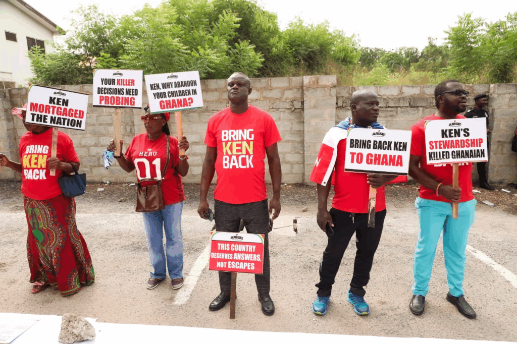 Photos: Arise Ghana pickets US Embassy to demand Ken ofori-Atta's return