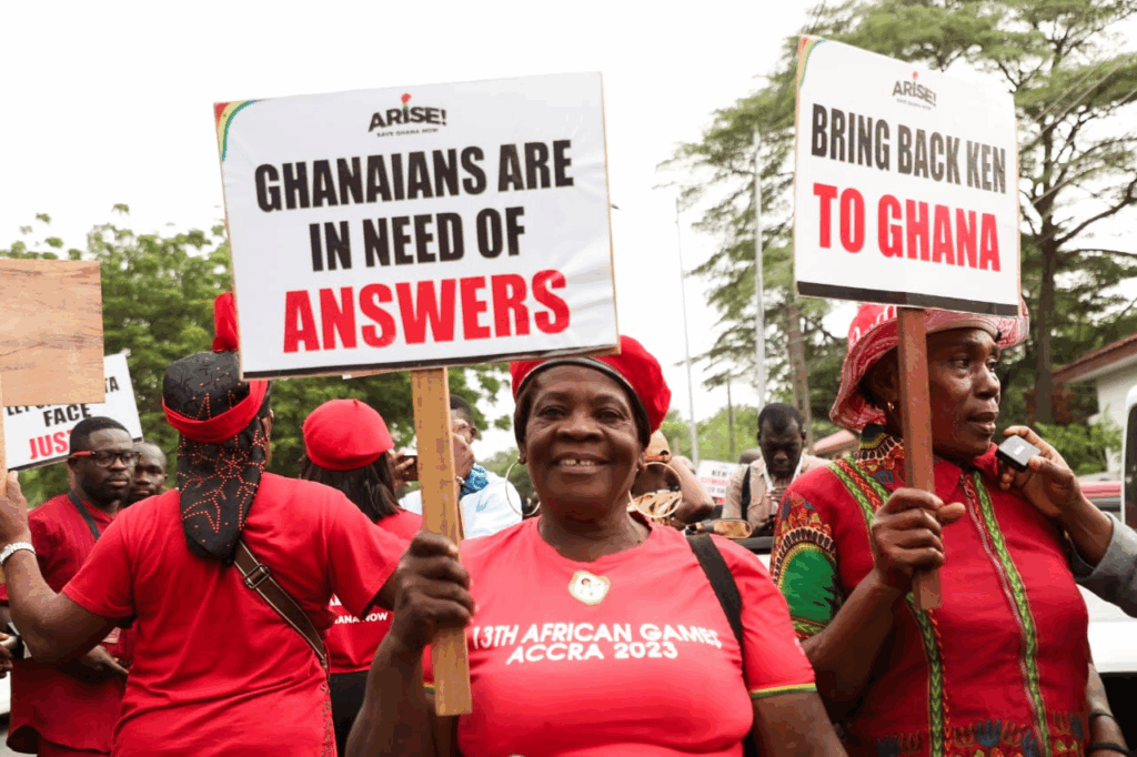 Photos: Arise Ghana pickets US Embassy to demand Ken ofori-Atta's return